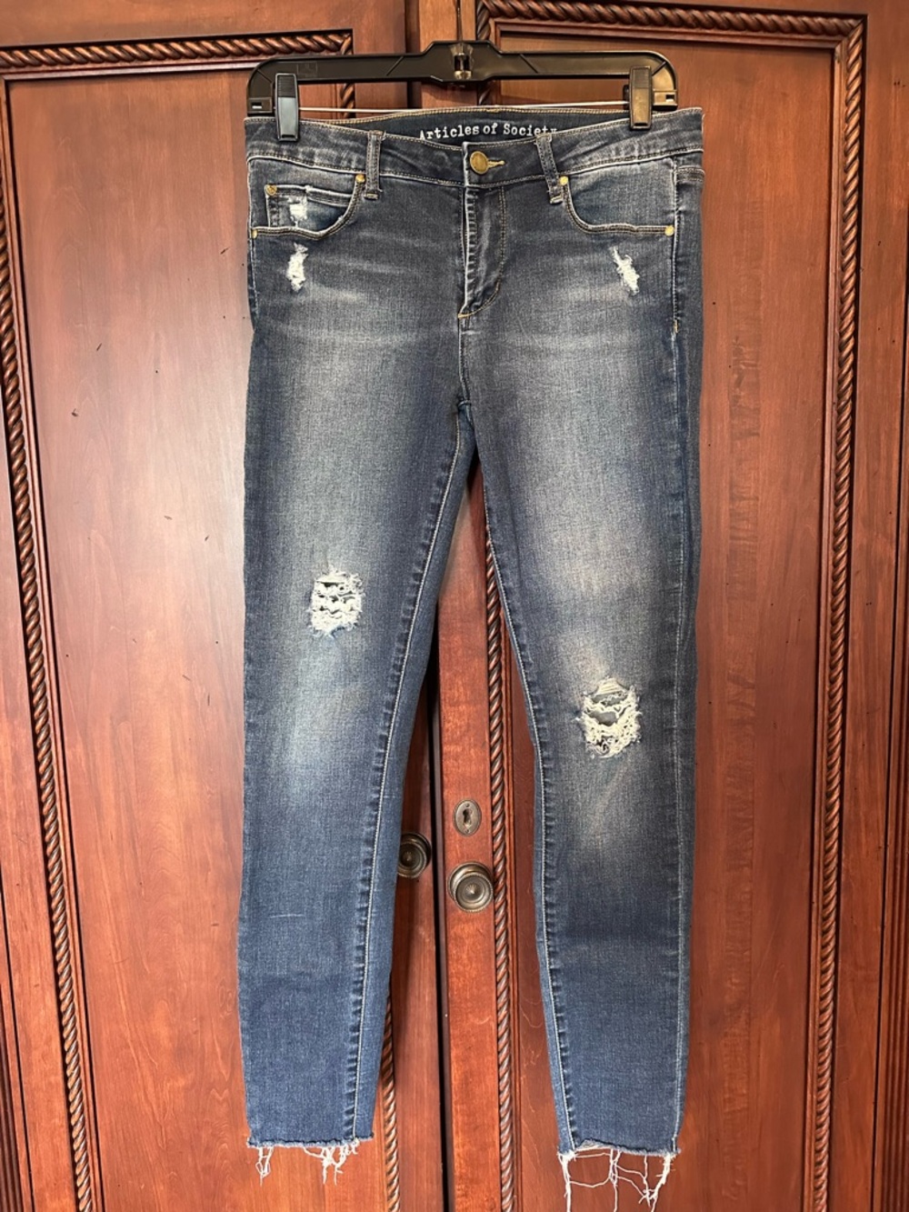 Articles Of Society Mid Blue Distressed Skinny Jeans